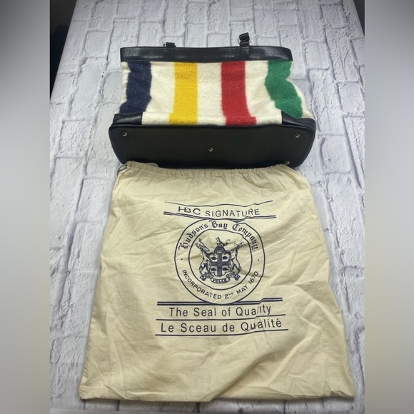 Hudson Bay HBC Striped 100% Wool Bag W Dust Bag Limited Edition Very Rare - Picture 1 of 14